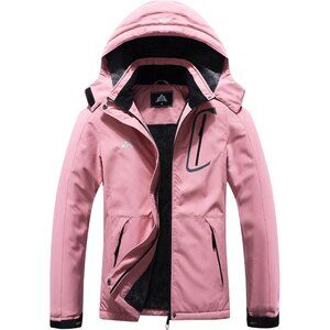 Women's Pink Waterproof Ski Jacket Warm Winter Coat Outdoor Snowboard Jacket